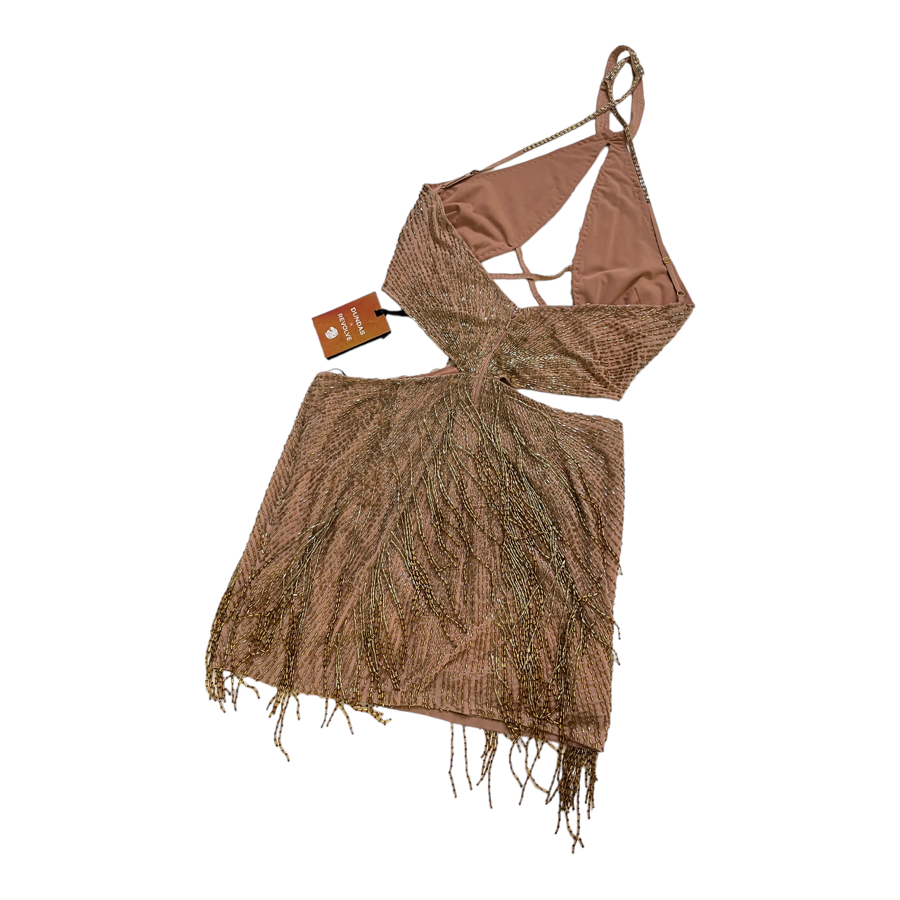 DUNDAS x REVOLVE Cher Embellished Mini Dress in Gold M
