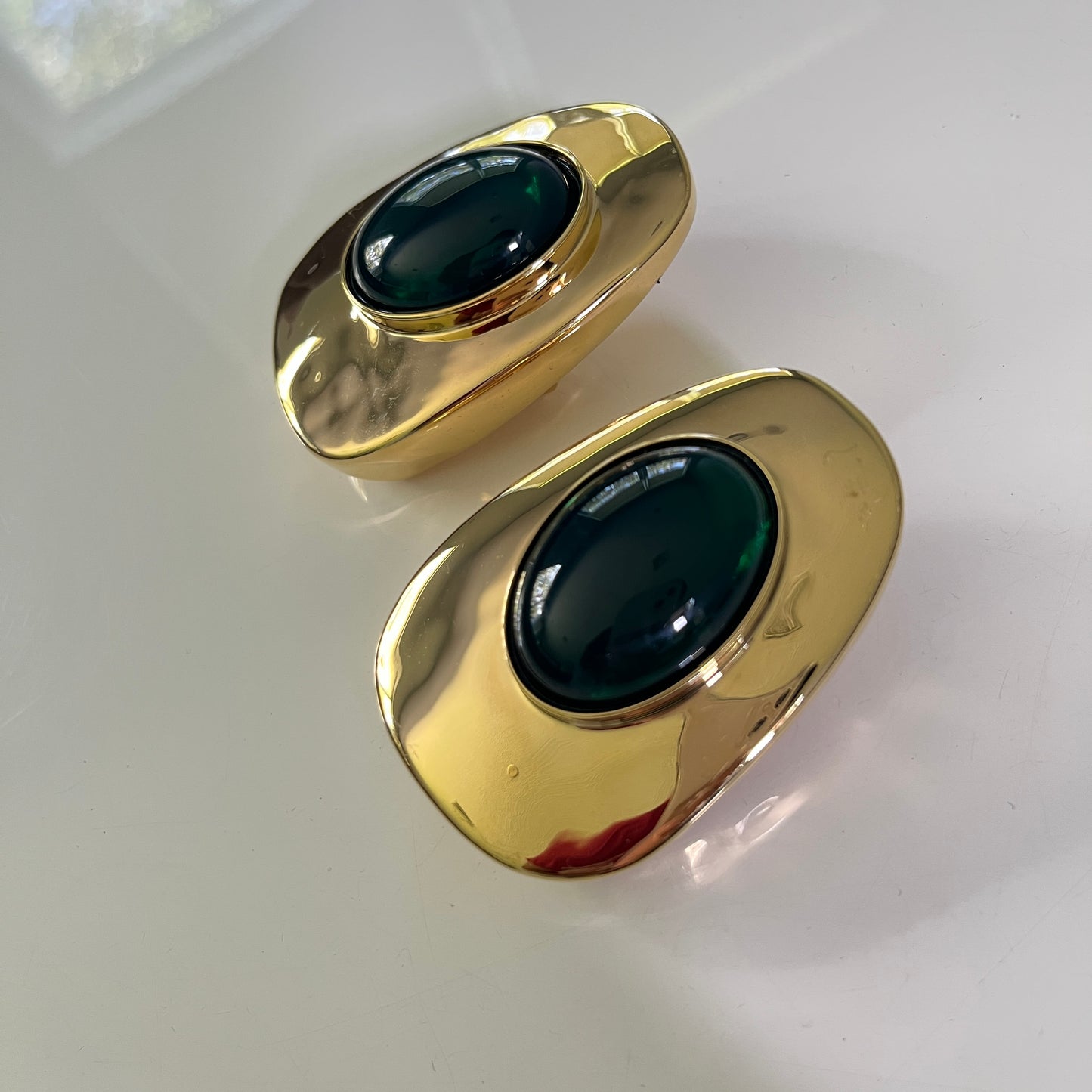 Saint Laurent Earrings in Or Laiton & Vert