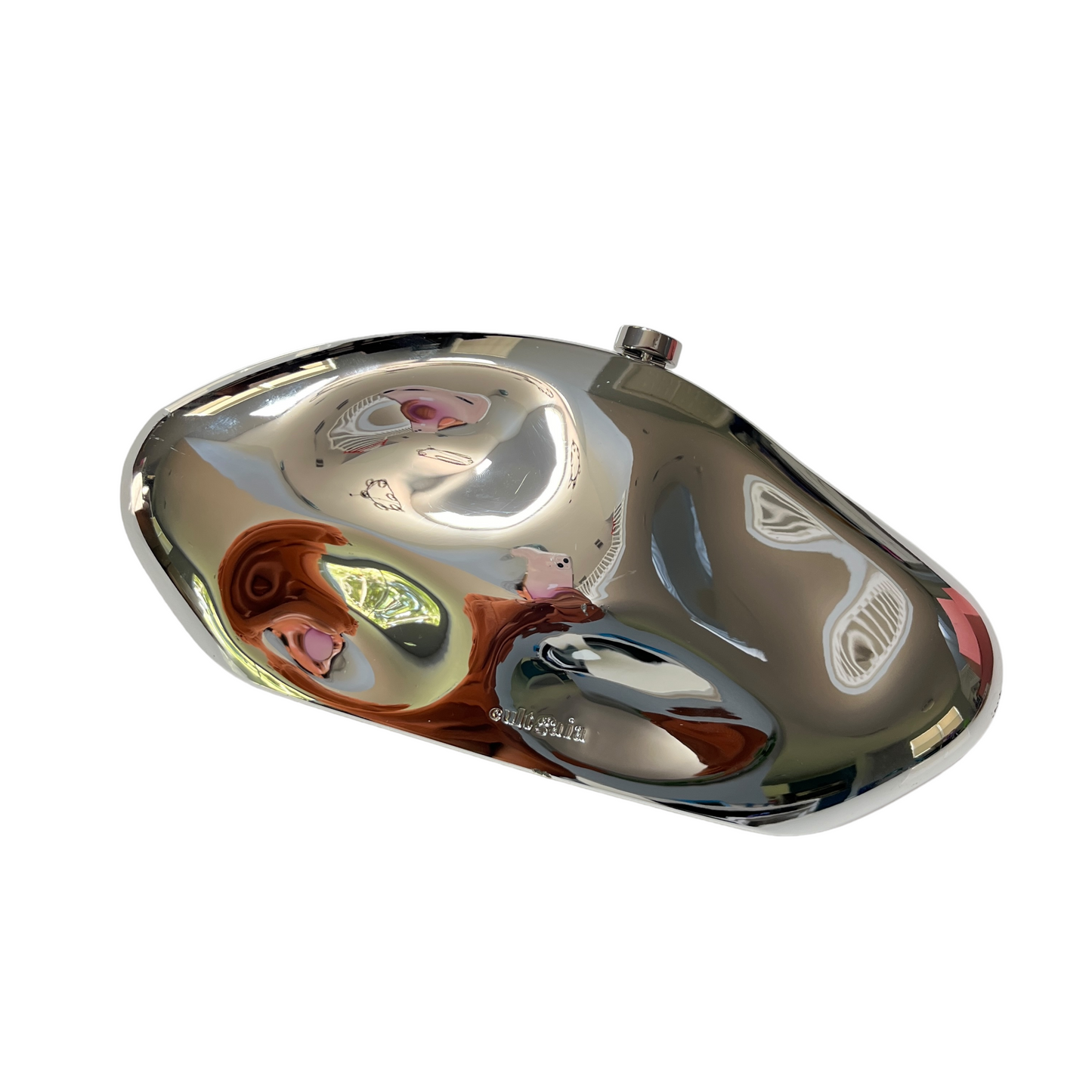 Cult Gaia The Caldera Clutch in Shiny Silver
