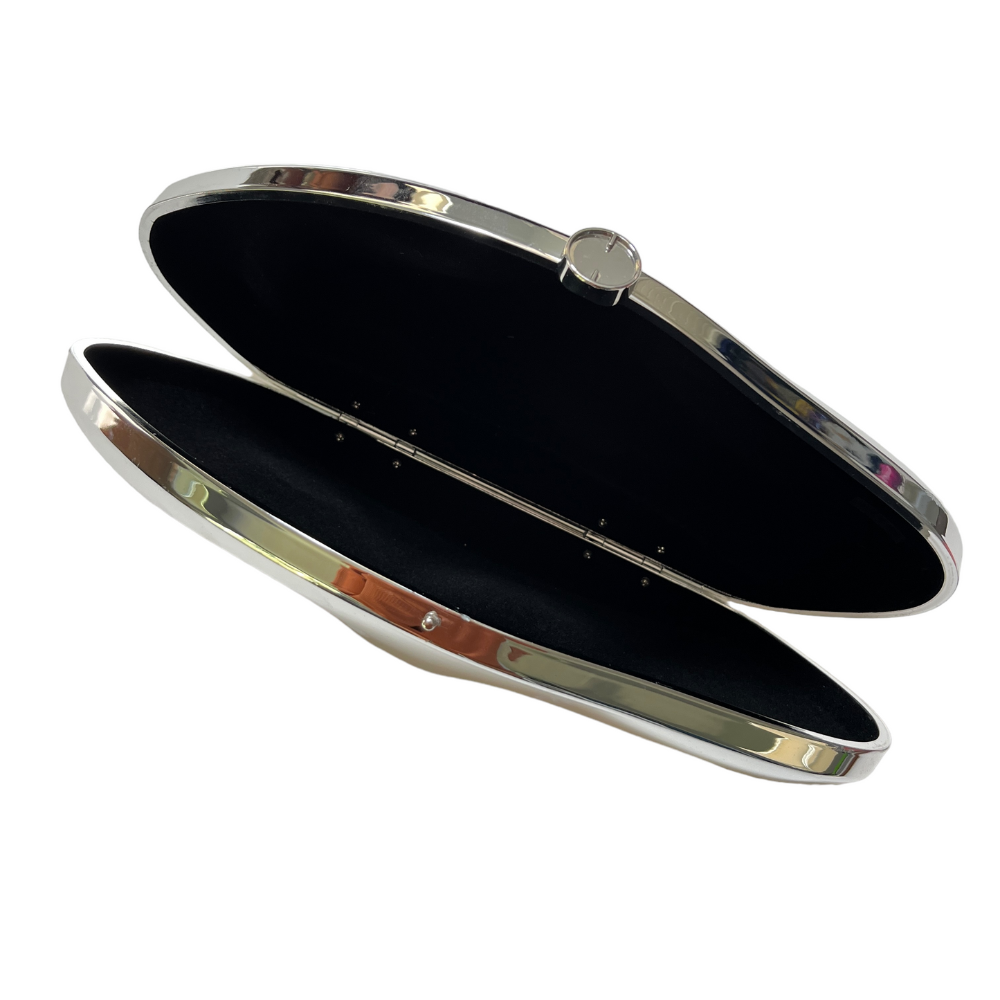 Cult Gaia The Caldera Clutch in Shiny Silver