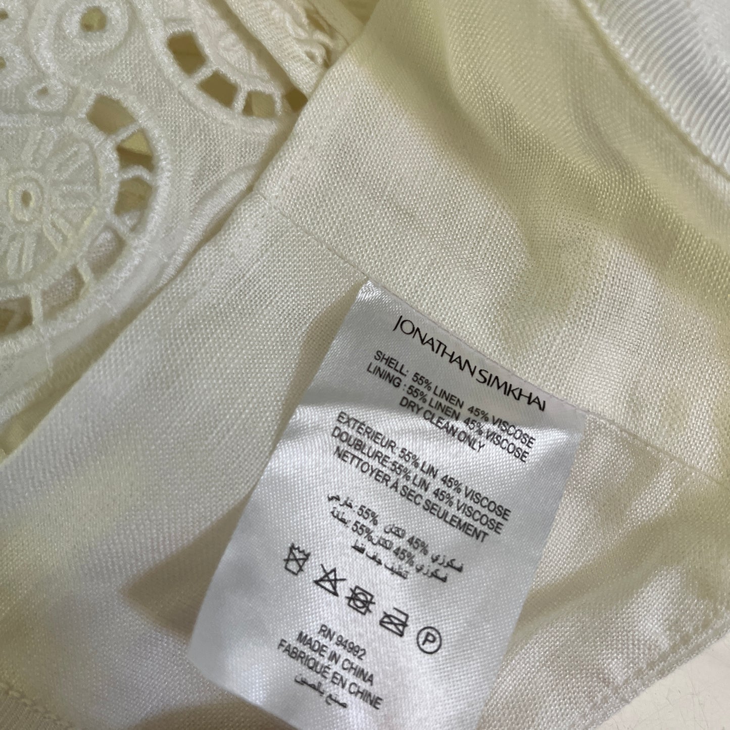 SIMKHAI Sherri Scarf Embroidered Linen Top in White