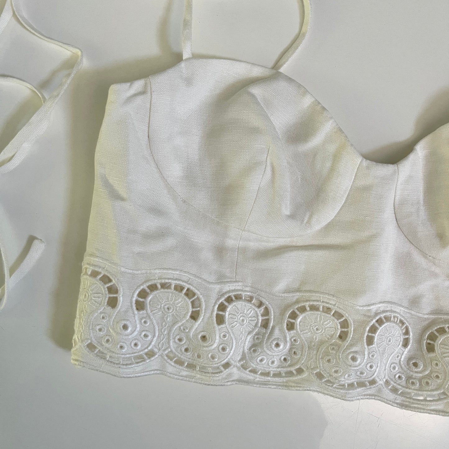SIMKHAI Sherri Scarf Embroidered Linen Top in White