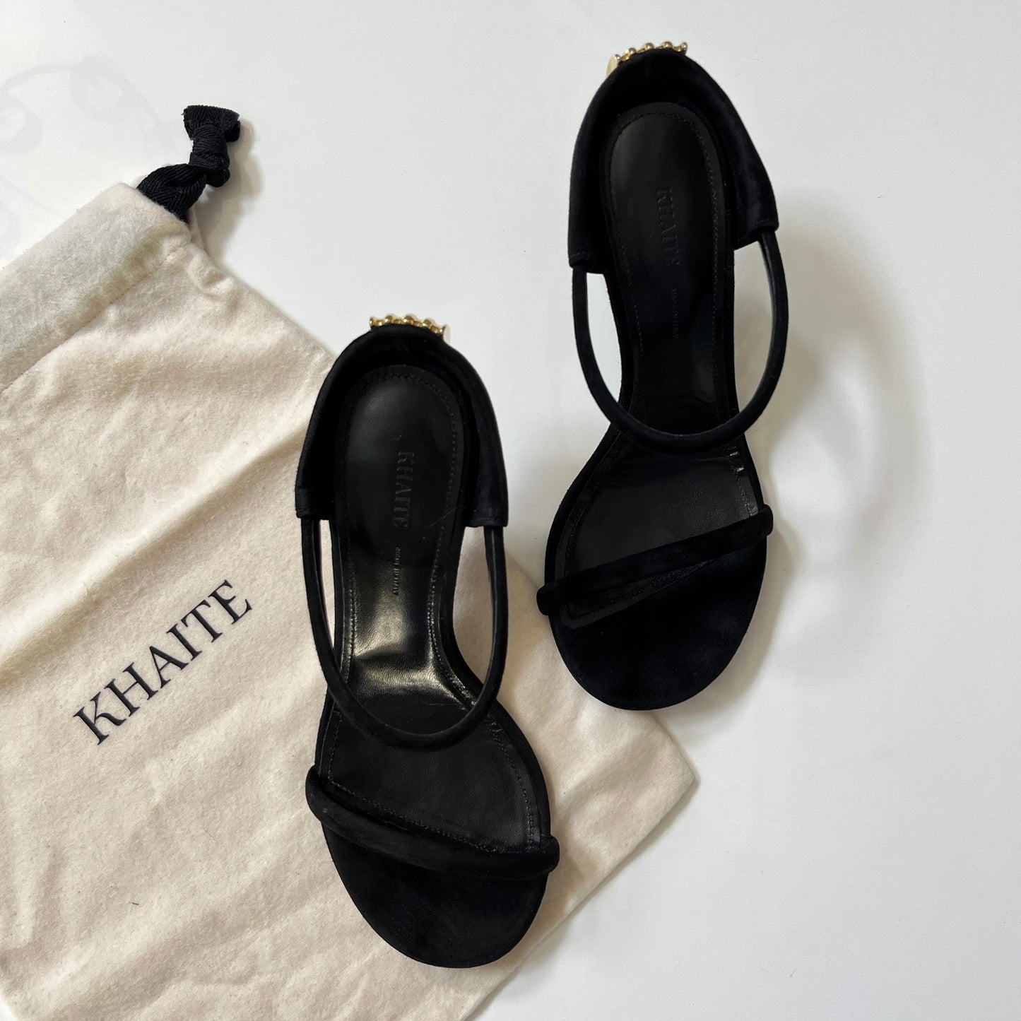 KHAITE Seigel Heel Sandal in Black
