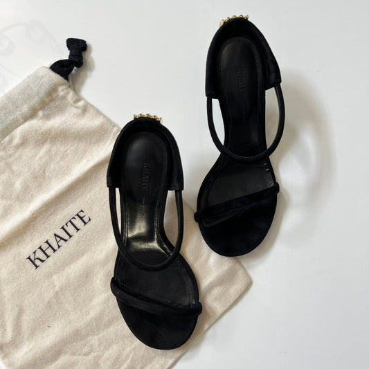KHAITE Seigel Heel Sandal in Black