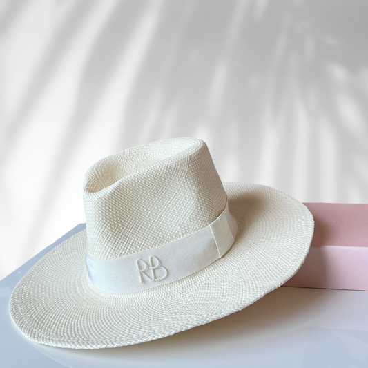 Ruslan Baginskiy Double Chain Strap Fedora Hat in White