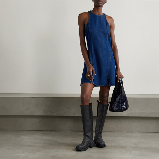 Re/Done zip back lyocell denim mini dress