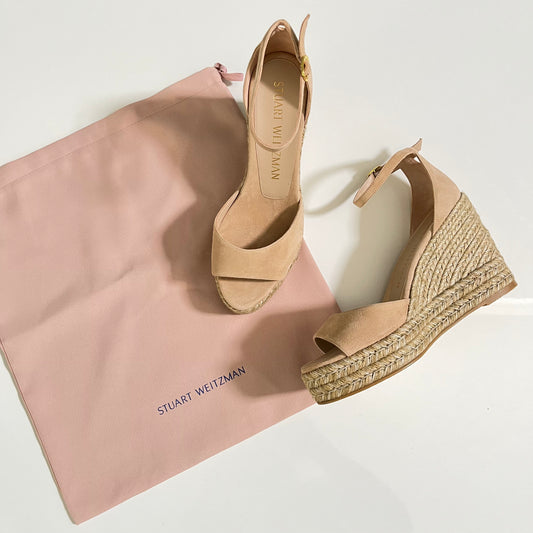 stuart weitzman nudist curve espadrille wedges suede
