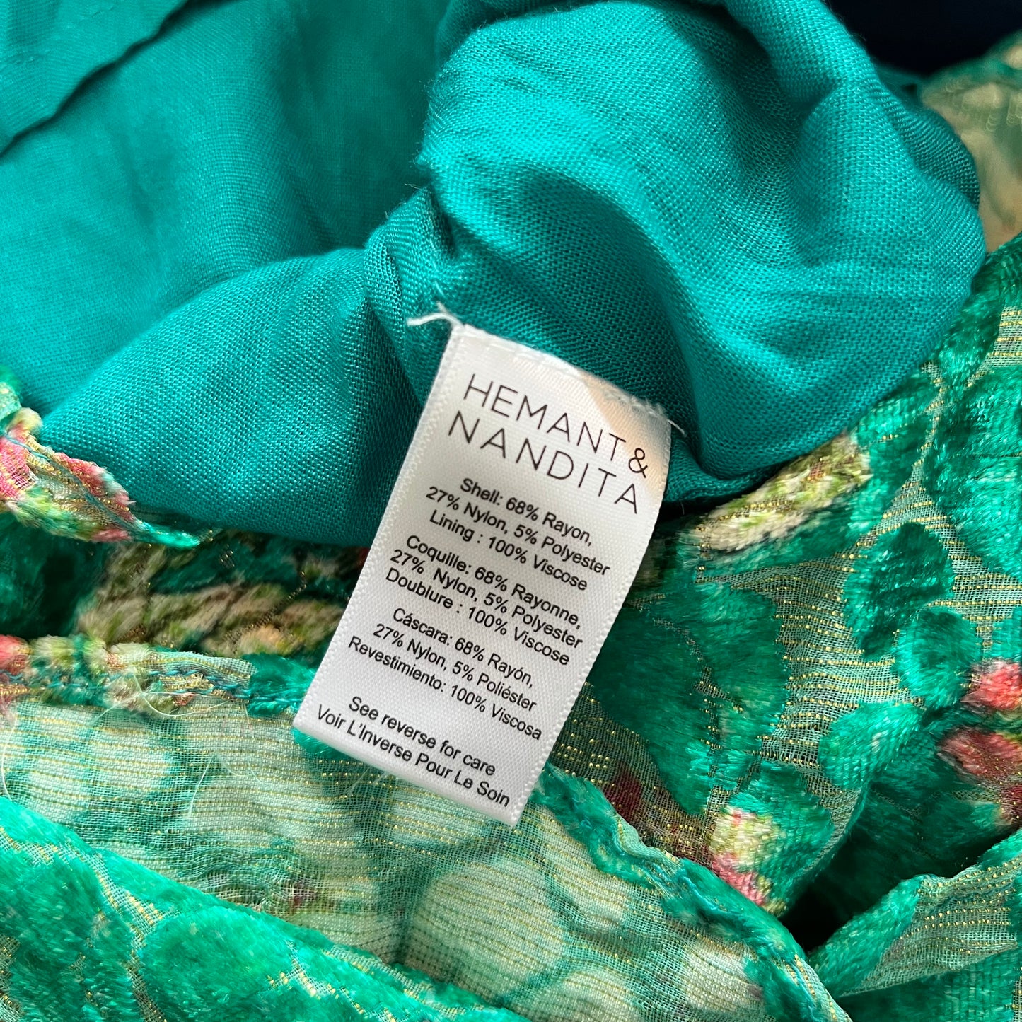 HEMANT AND NANDITA Short Dress With Tie Up Belt in Teal