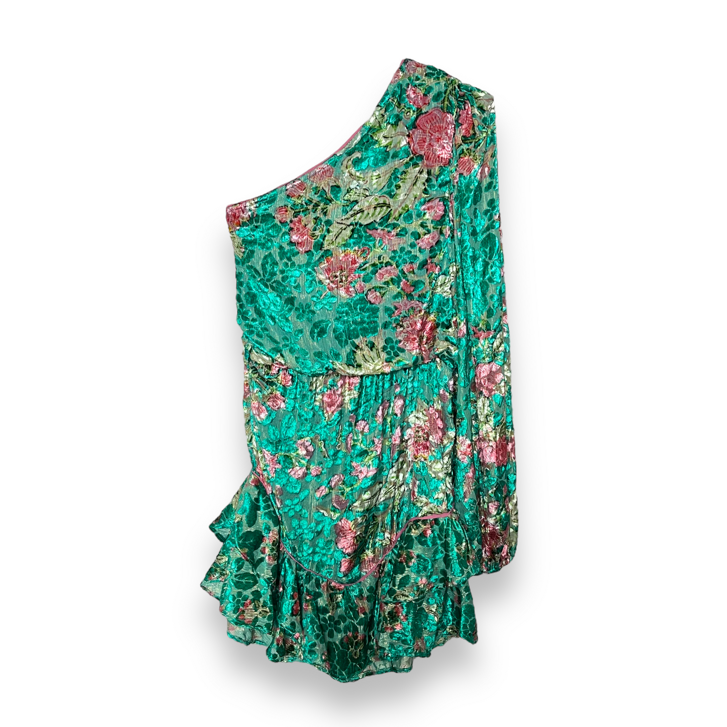 HEMANT AND NANDITA Short Dress With Tie Up Belt in Teal