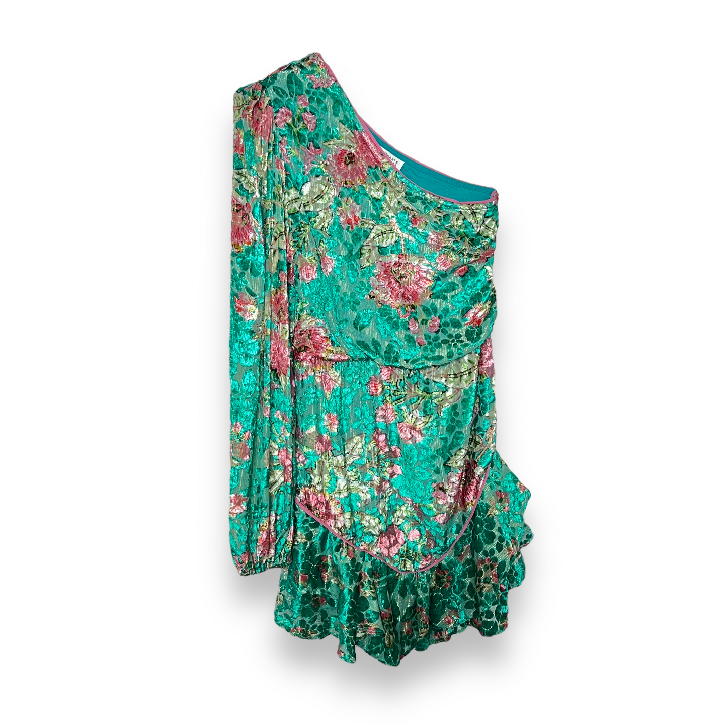 HEMANT AND NANDITA Short Dress With Tie Up Belt in Teal