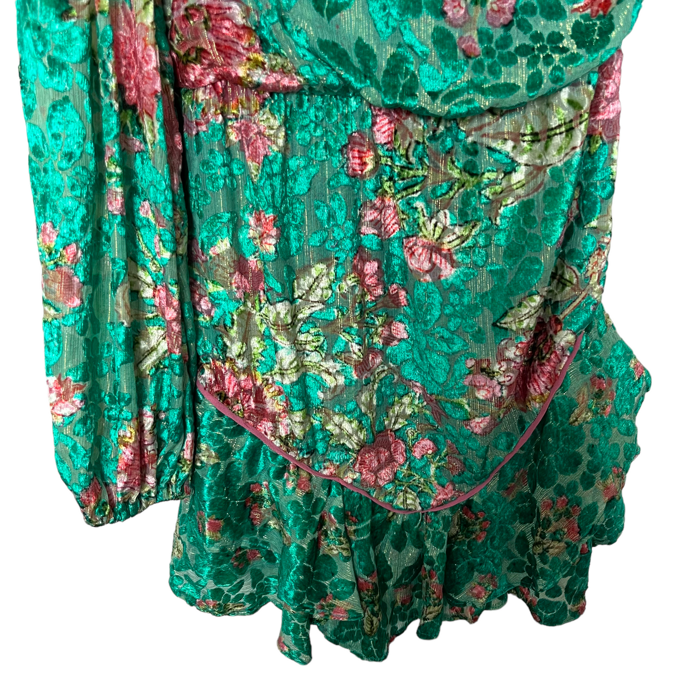 HEMANT AND NANDITA Short Dress With Tie Up Belt in Teal