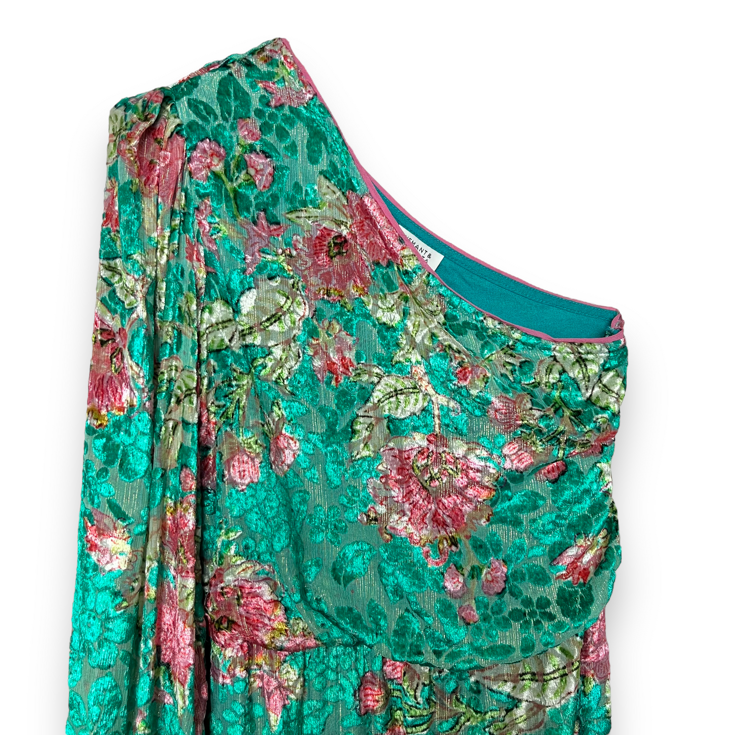 HEMANT AND NANDITA Short Dress With Tie Up Belt in Teal