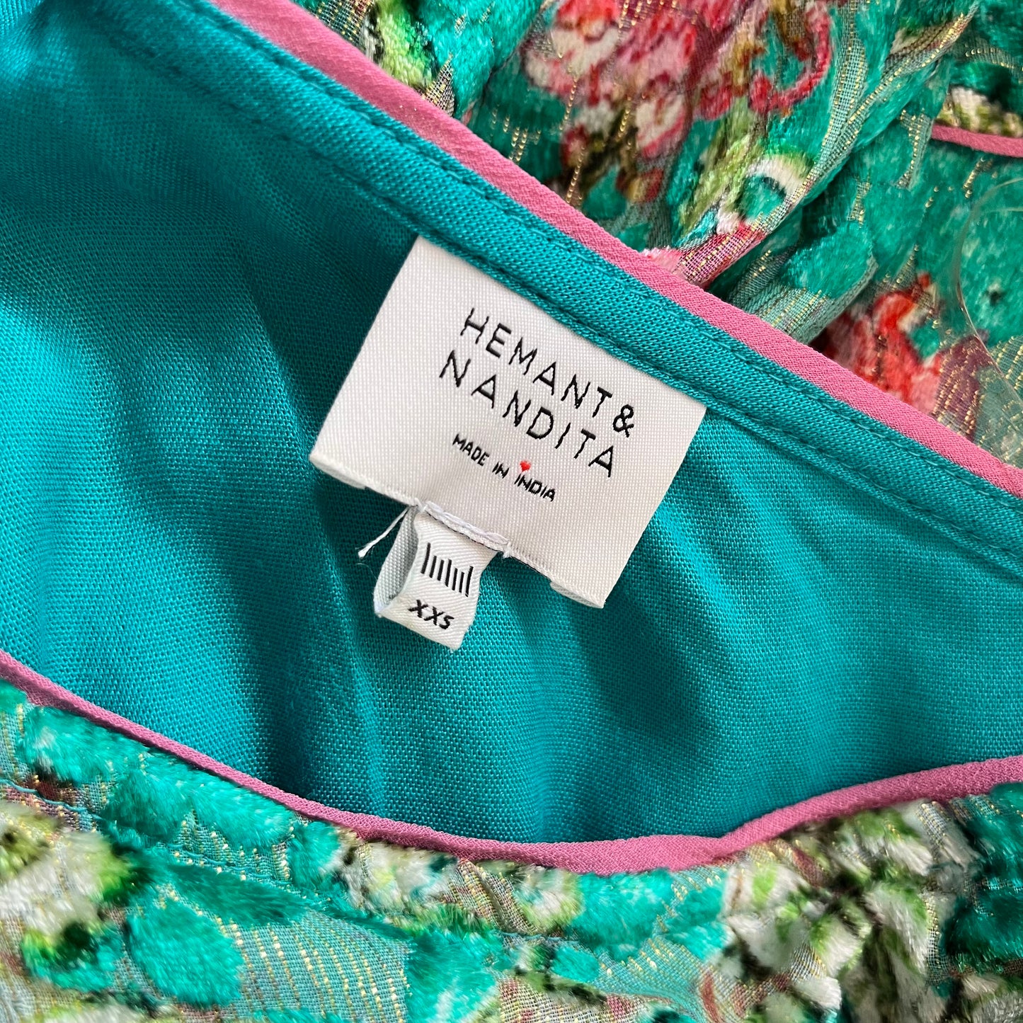 HEMANT AND NANDITA Short Dress With Tie Up Belt in Teal