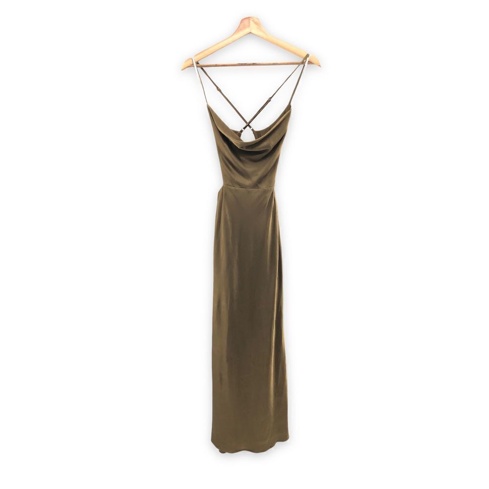 Shona Joy Thalia Bias Cut Out Midi Dress in Cumin