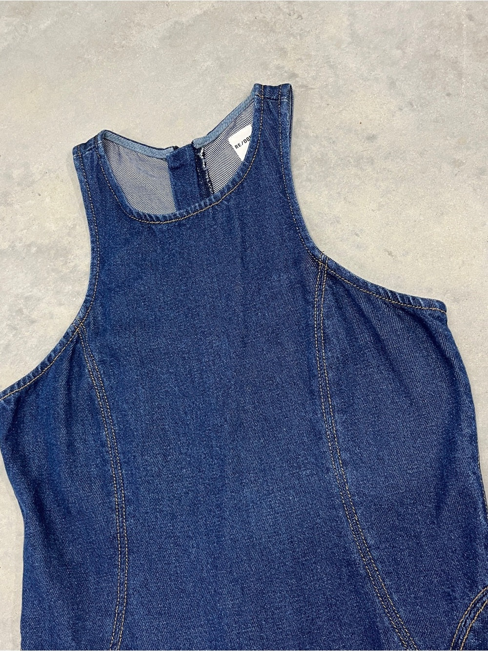 Re/Done zip back lyocell denim mini dress