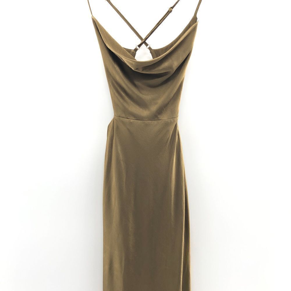 Shona Joy Thalia Bias Cut Out Midi Dress in Cumin