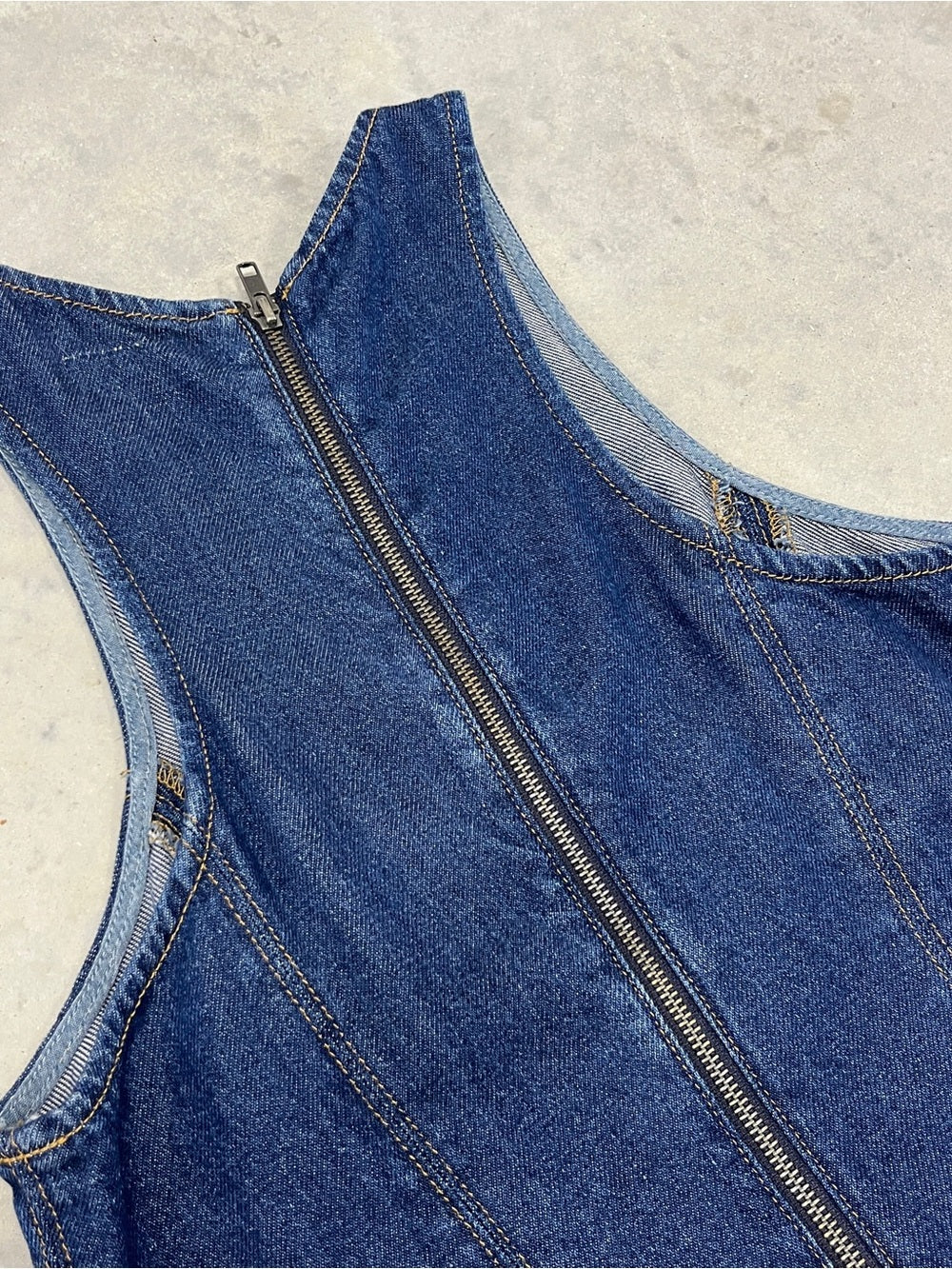 Re/Done zip back lyocell denim mini dress