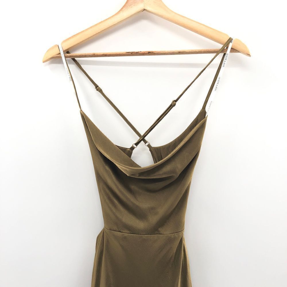 Shona Joy Thalia Bias Cut Out Midi Dress in Cumin