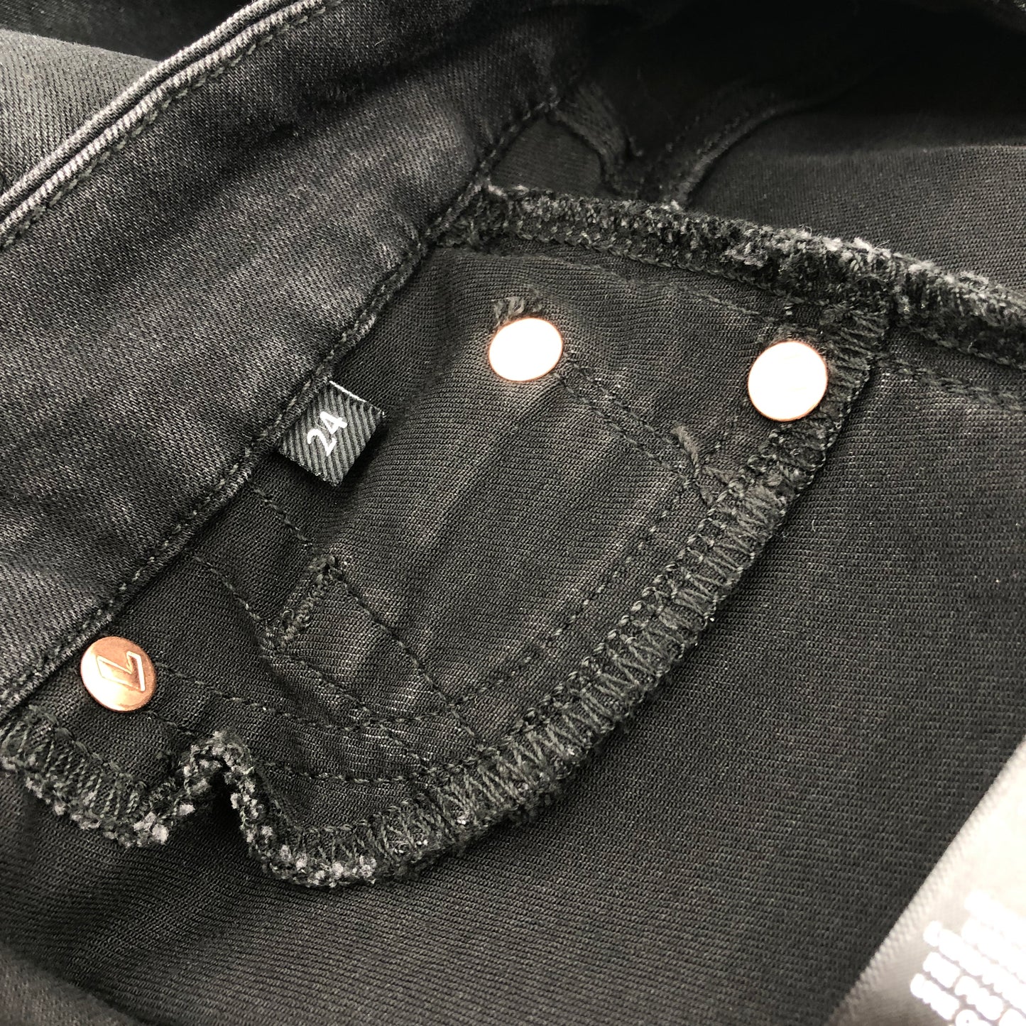7 For All Mankind The High Waist Ankle Skinny With Faux Pockets in Black Coated
